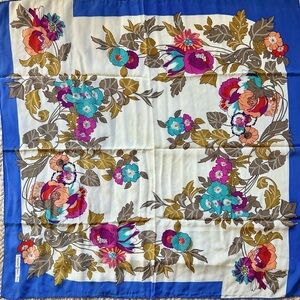 Francoise Guerin Paris silk scarf print 33” square floral  rare vintage